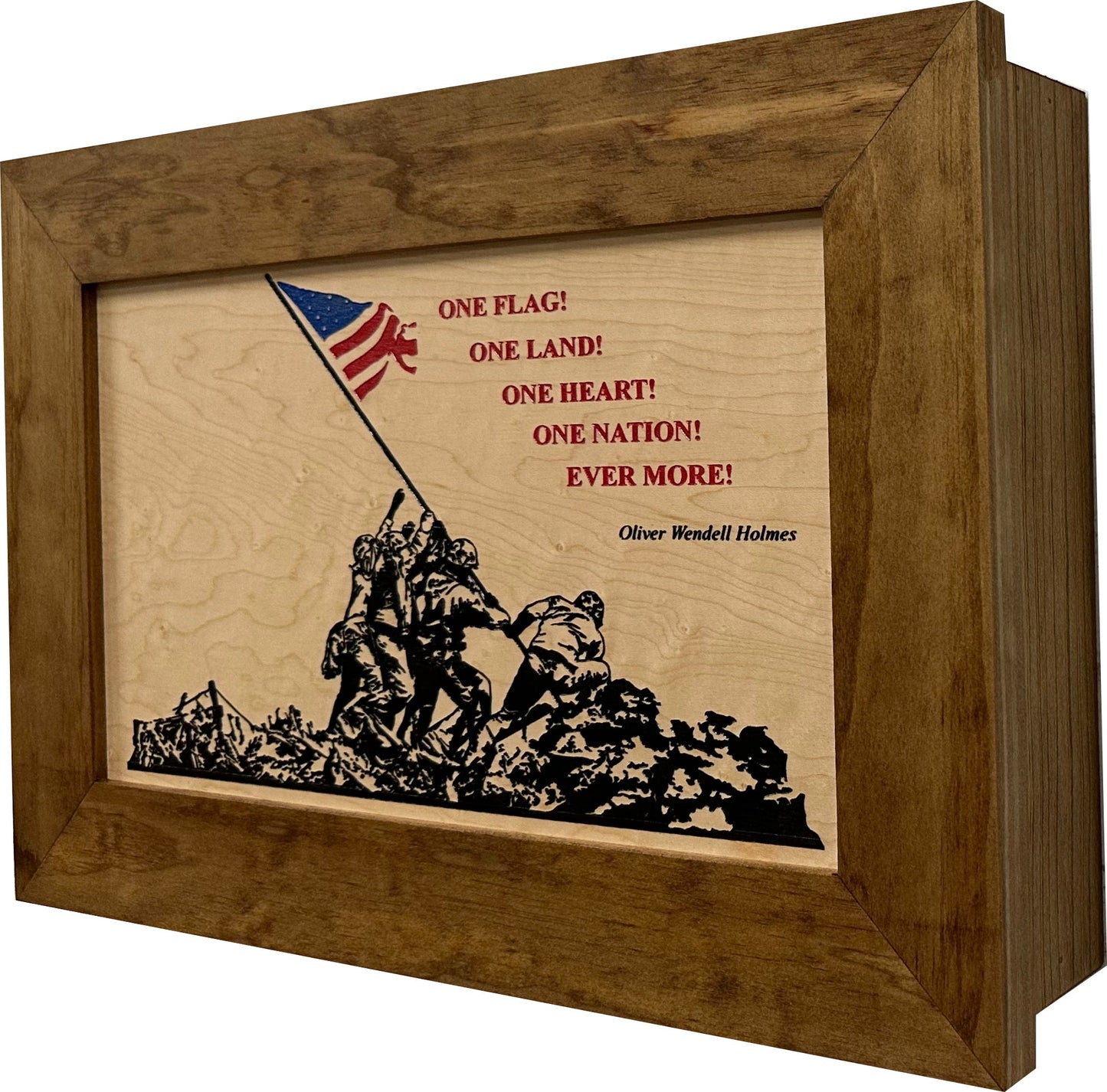 Bellewood Designs - Iwo Jima Flag Raising Decorative Wall-Mounted Secure Gun Cabinet