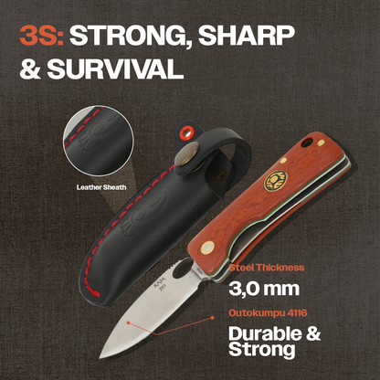 Kam Knife – J10 - Red Inlay Handle - Pocket Knife