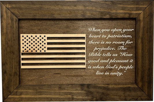 Bellewood Designs - American Flag Decorative Wall-Mounted Gun Cabinet (Jacobean)