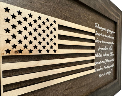 Bellewood Designs - American Flag Decorative Wall-Mounted Gun Cabinet (Jacobean)