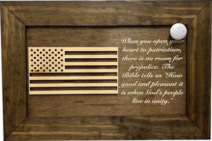 Bellewood Designs - American Flag Decorative Wall-Mounted Gun Cabinet (Jacobean)