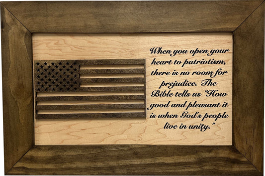 Bellewood Designs - American Flag Decorative Wall-Mounted Gun Cabinet (Jacobean & Natural)