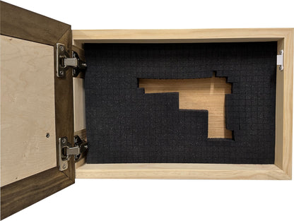 Bellewood Designs - American Flag Decorative Wall-Mounted Gun Cabinet (Jacobean & Natural)