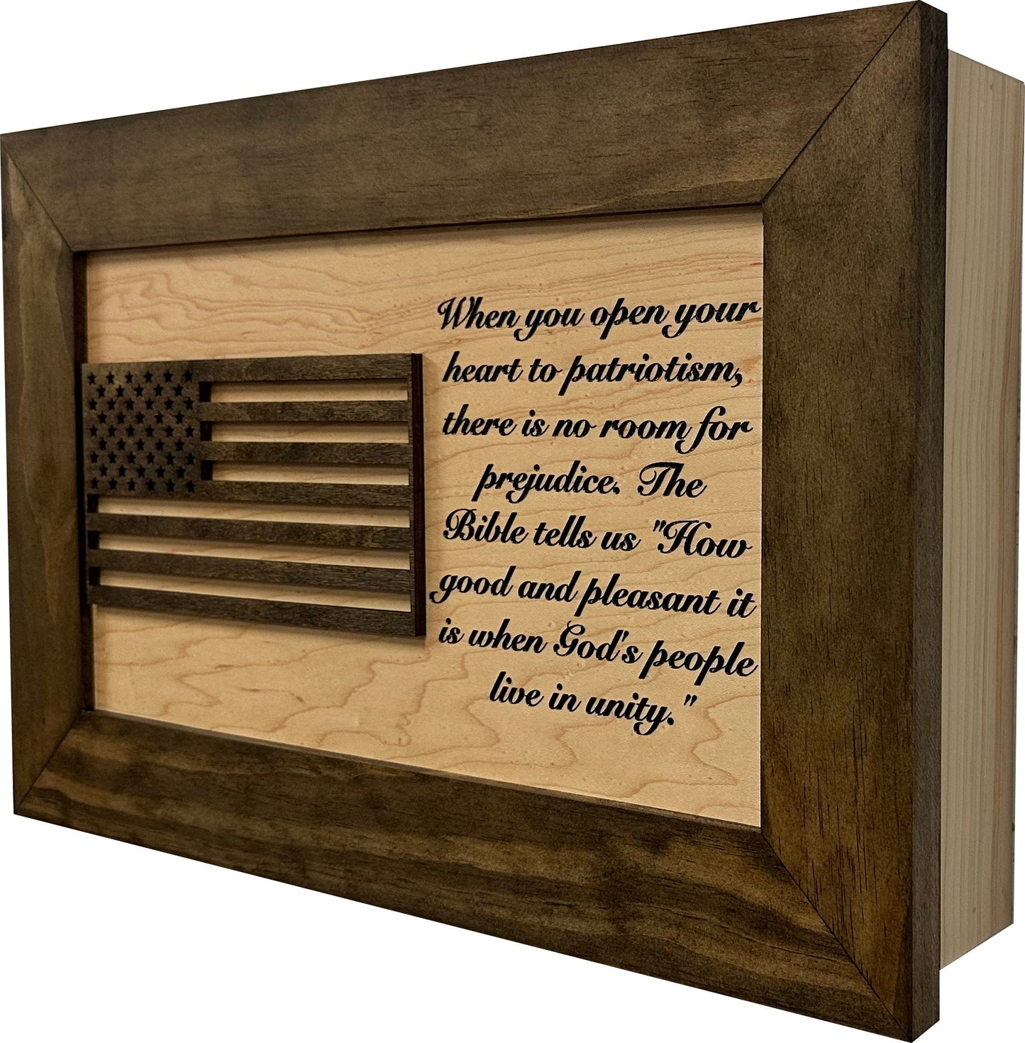 Bellewood Designs - American Flag Decorative Wall-Mounted Gun Cabinet (Jacobean & Natural)
