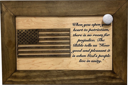 Bellewood Designs - American Flag Decorative Wall-Mounted Gun Cabinet (Jacobean & Natural)