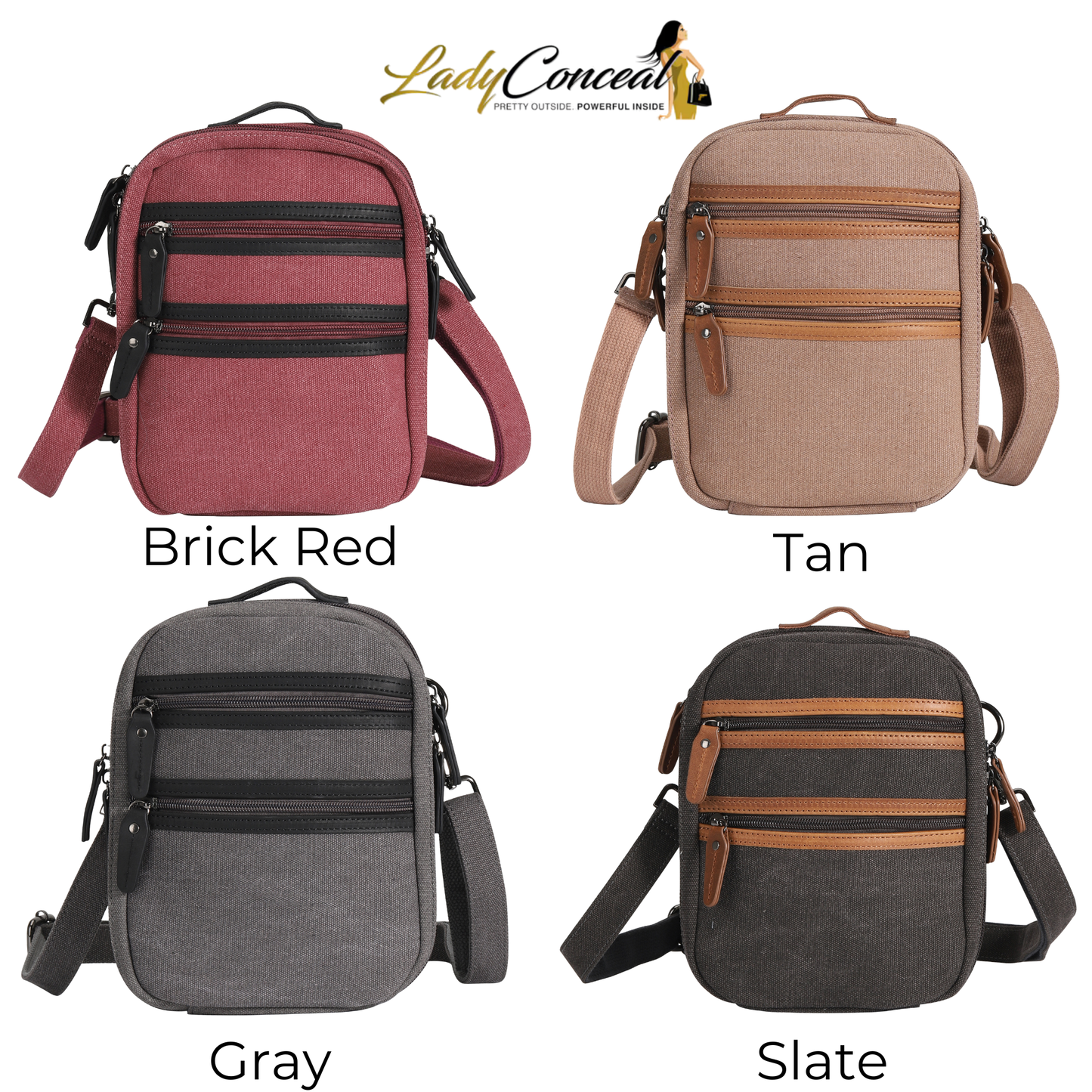 Concealed Carry Unisex Jax Canvas Crossbody by Lady Conceal