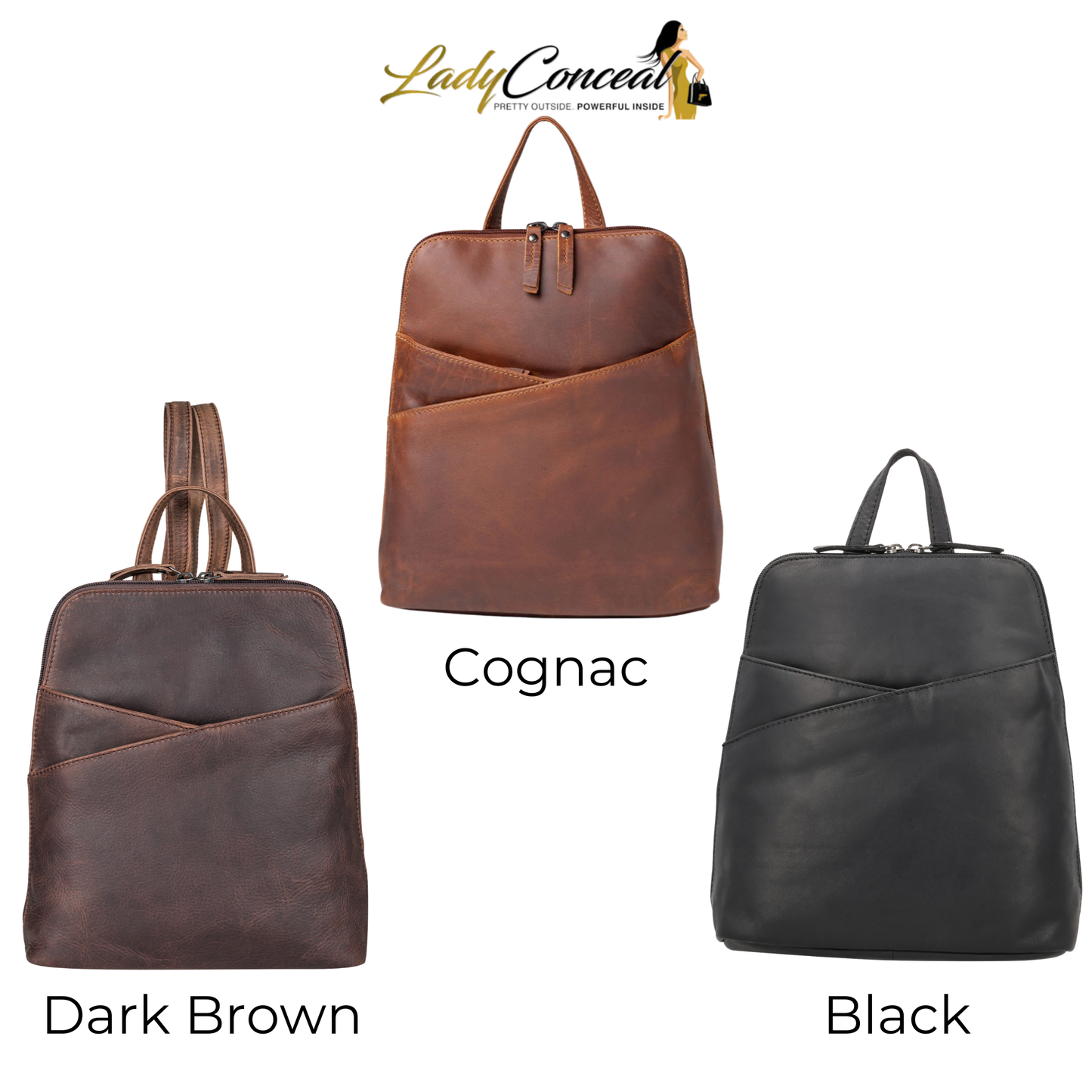 Concealed Carry Jayden Leather Backpack by Lady Conceal