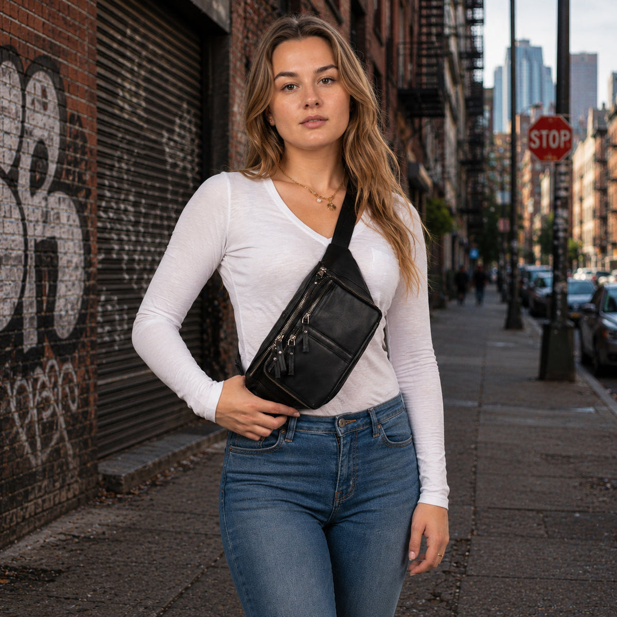 Concealed Carry Jessie Unisex Lambskin Belt Bag by Lady Conceal