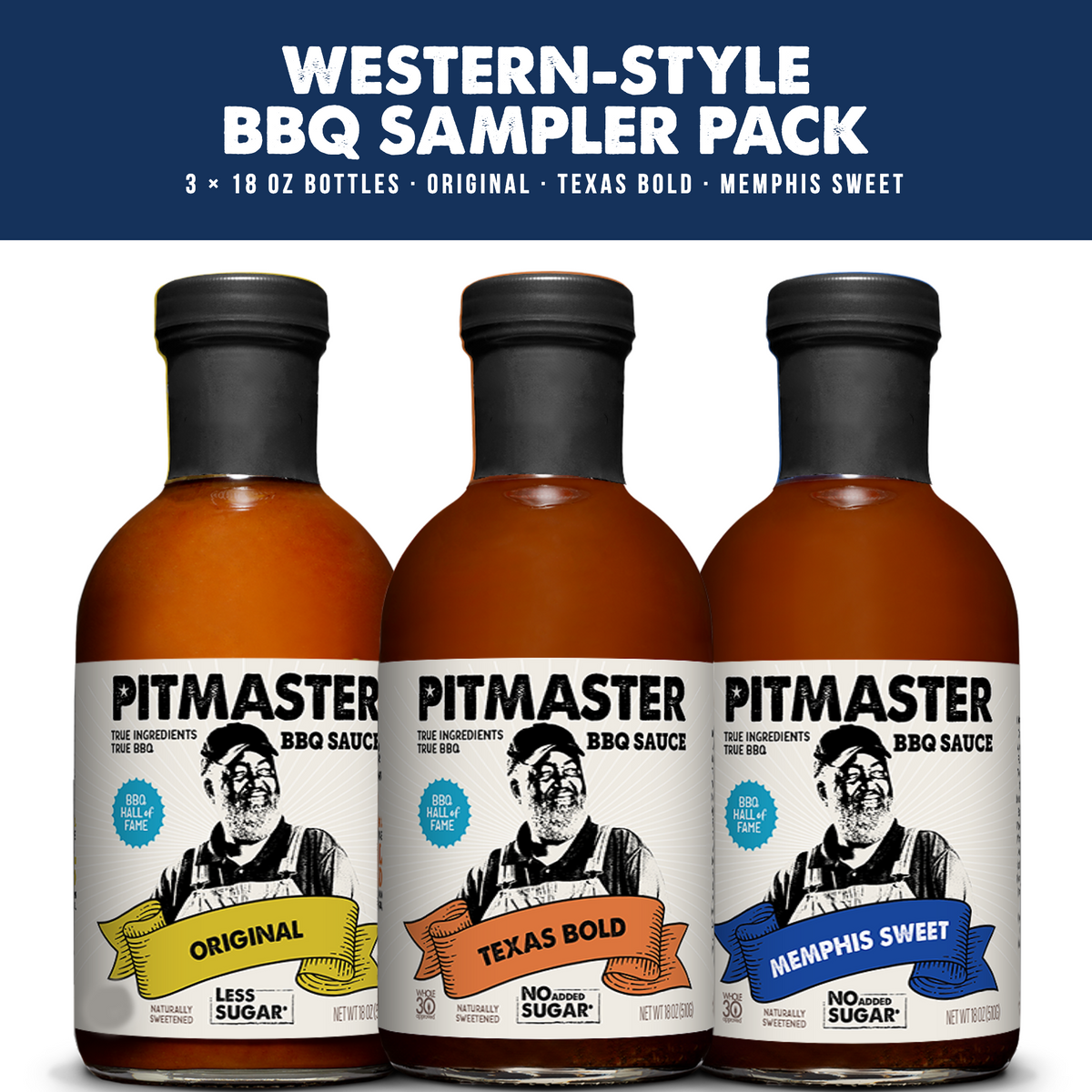 TrueMadeFoods Pitmaster Ed Mitchell Western-Style BBQ Sauce Variety 3-Pack
