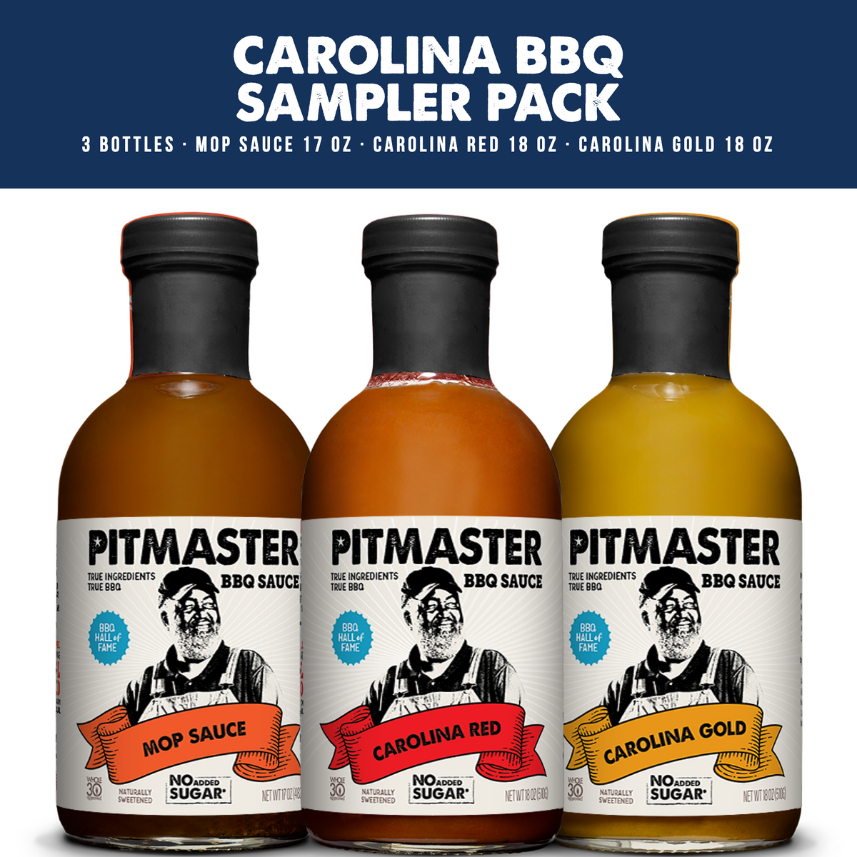 TrueMadeFoods Pitmaster Ed Mitchell Carolina BBQ Sauce Variety 3-Pack