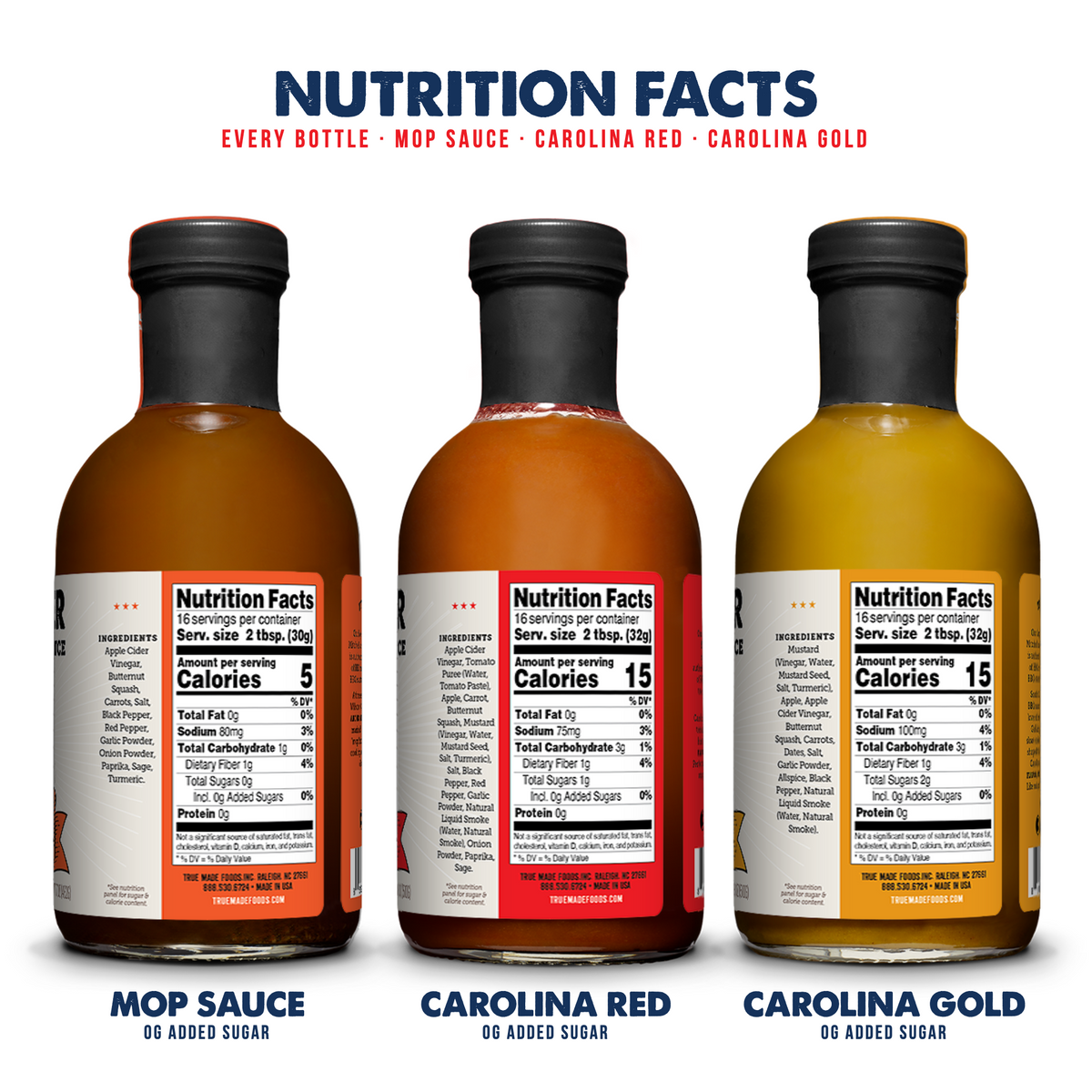 TrueMadeFoods Pitmaster Ed Mitchell Carolina BBQ Sauce Variety 3-Pack