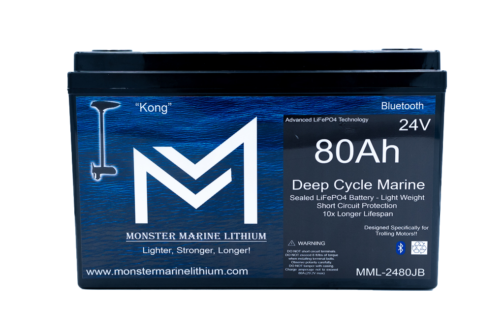 Monster Marine Lithium 24V 80Ah Lithium Marine Trolling Motor Battery "Kong" - Bluetooth