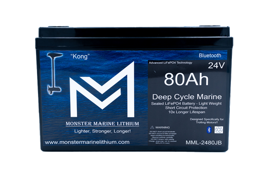 Monster Marine Lithium 24V 80Ah Lithium Marine Trolling Motor Battery "Kong" - Bluetooth
