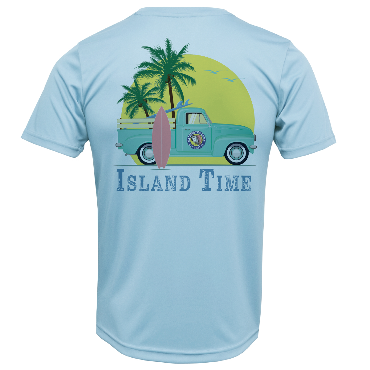 Saltwater Born Key West, FL Island Time Men's Short Sleeve UPF 50+ Dry-Fit Shirt