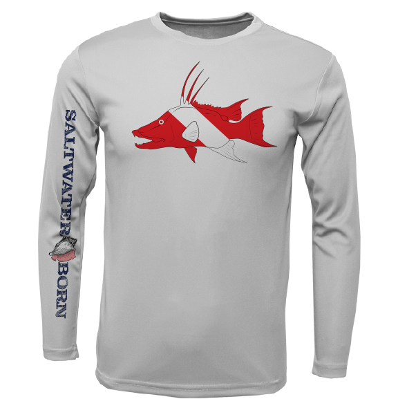 Saltwater Born Key West, FL Hogfish Diver Long Sleeve UPF 50+ Dry-Fit Shirt