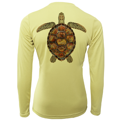 Saltwater Born Key West Realistic Turtle Women's Long Sleeve UPF 50+ Dry-Fit Shirt