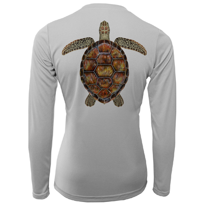 Saltwater Born Key West Realistic Turtle Women's Long Sleeve UPF 50+ Dry-Fit Shirt