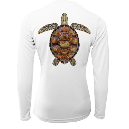 Saltwater Born Key West Realistic Turtle Women's Long Sleeve UPF 50+ Dry-Fit Shirt