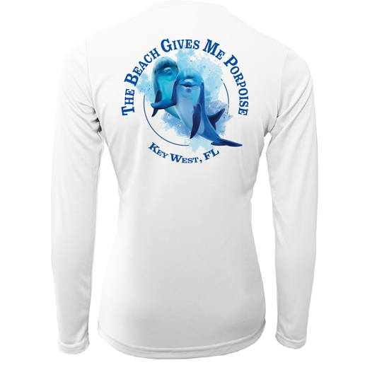 Saltwater Born Key West "The Beach Gives me Porpoise" Women's Long Sleeve UPF 50+ Dry-Fit Shirt