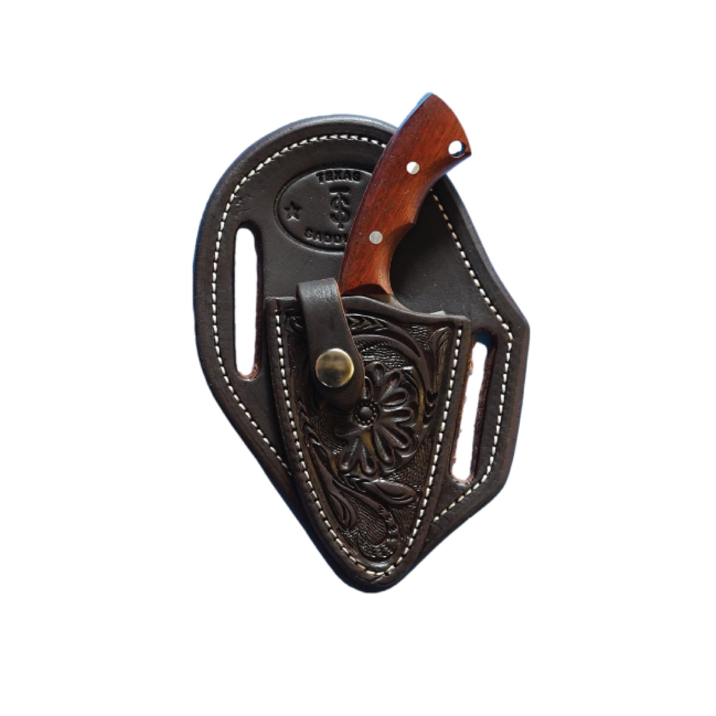 Texas Saddlery Chocolate Floral Knife Sheath with Knife