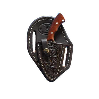 Texas Saddlery Chocolate Floral Knife Sheath with Knife