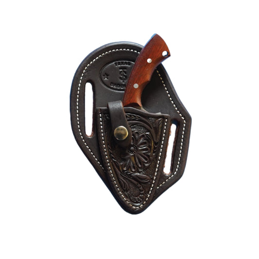Texas Saddlery Chocolate Floral Knife Sheath with Knife