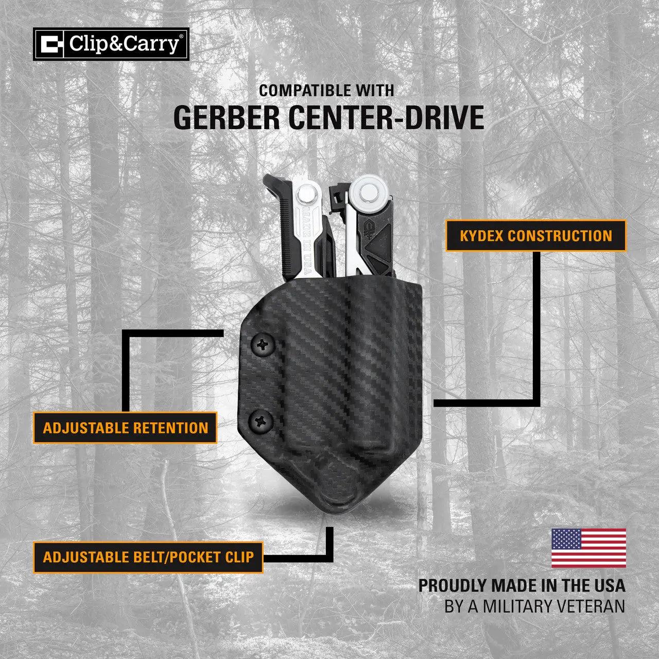 Clip & Carry Kydex Sheath for the Gerber Center-Drive