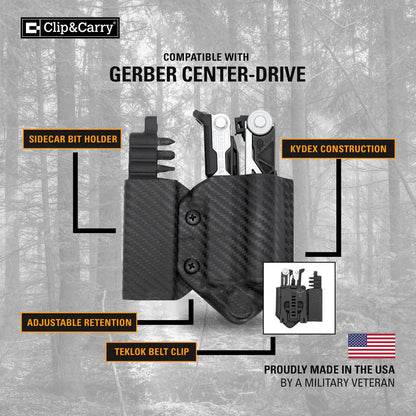 Clip & Carry Kydex Sheath for the Gerber Center-Drive w/ Bit Sidecar