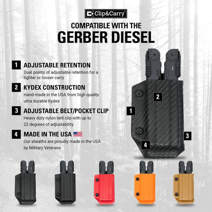 Clip & Carry Kydex Sheath for the Gerber Diesel