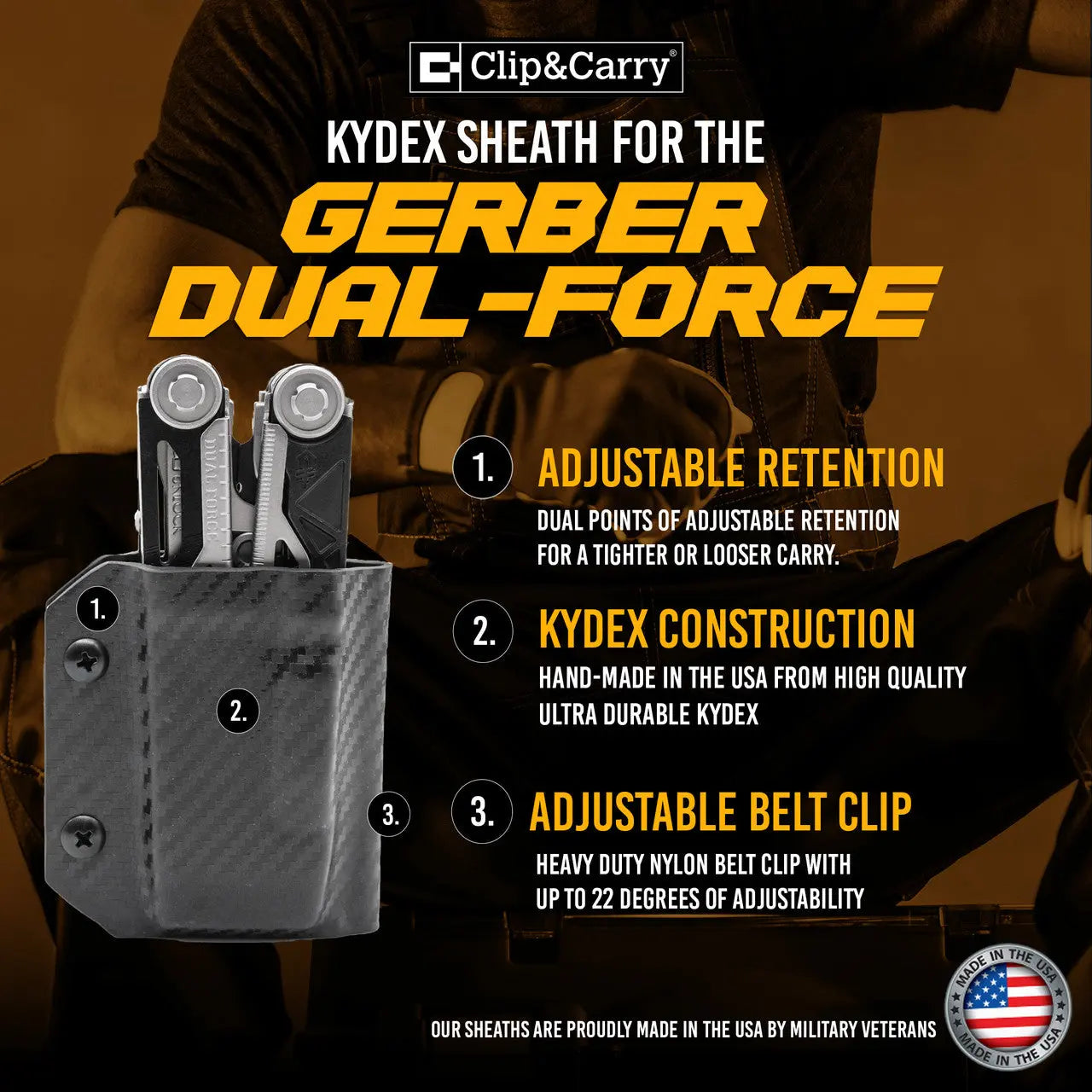 Clip & Carry Kydex Sheath for the Gerber Dual-Force