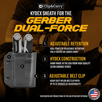 Clip & Carry Kydex Sheath for the Gerber Dual-Force