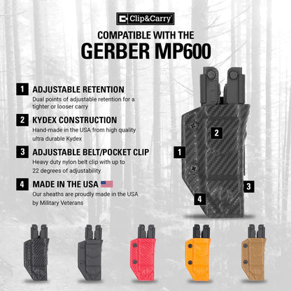 Clip & Carry Kydex Sheath for the Gerber MP600