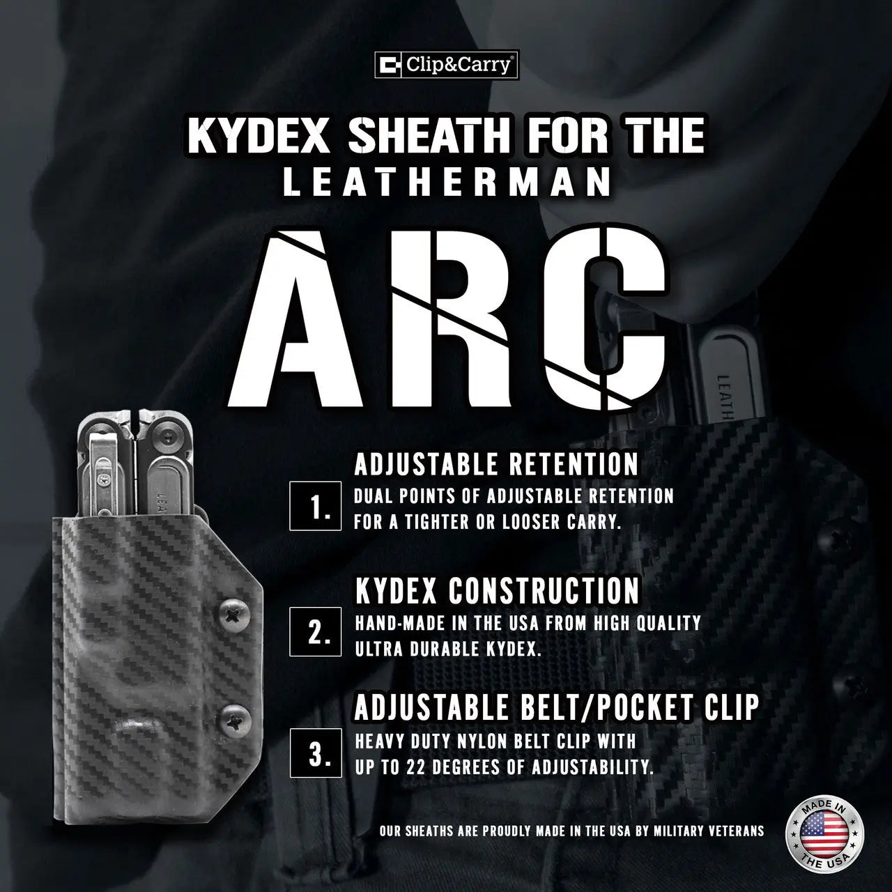 Clip & Carry Kydex Sheath for the Leatherman Arc