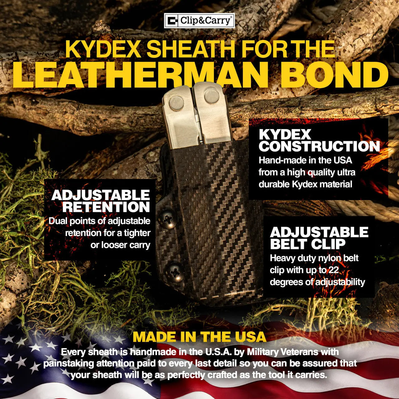 Clip & Carry Kydex Sheath for the Leatherman Bond