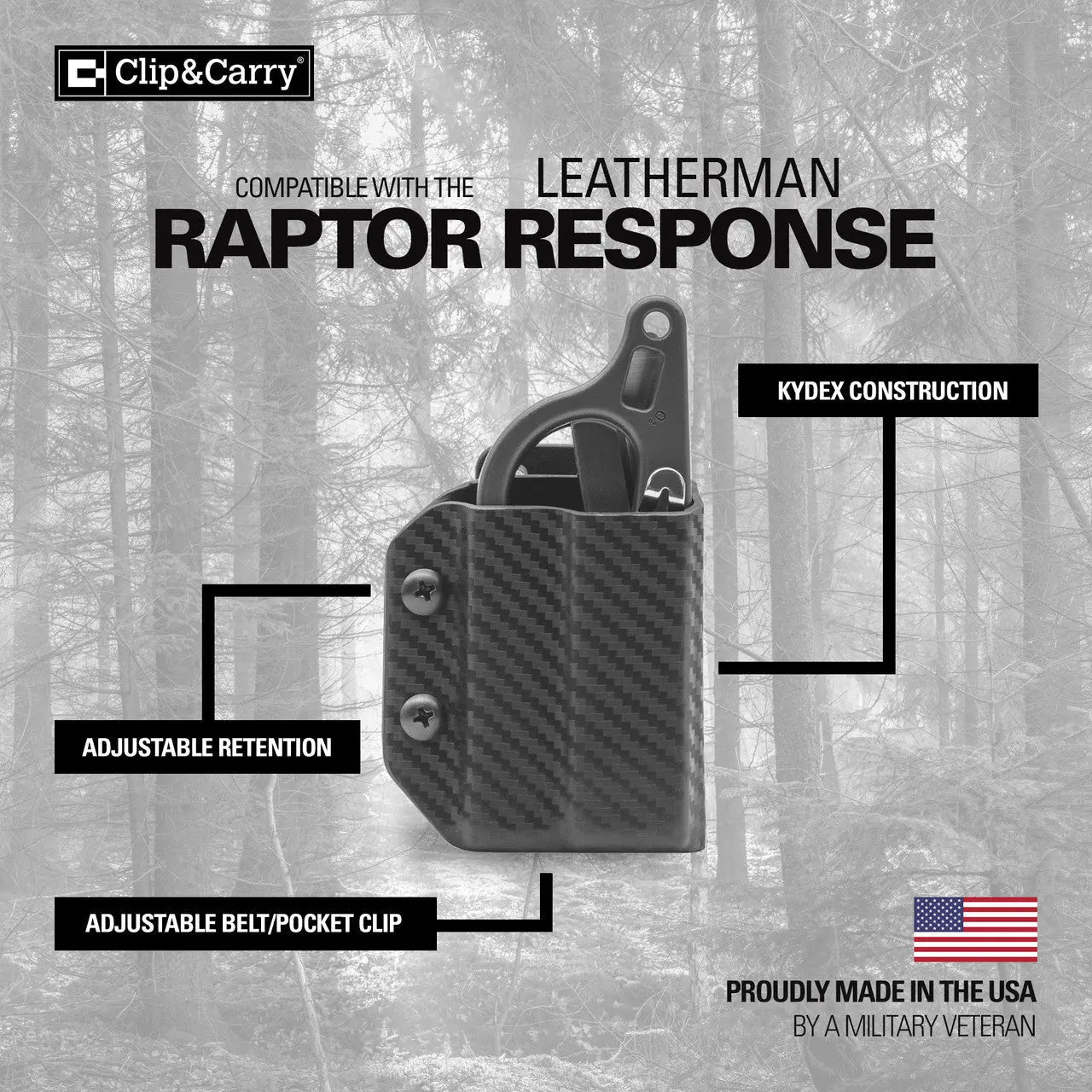 Clip & Carry Kydex Sheath for the Leatherman Raptor Response