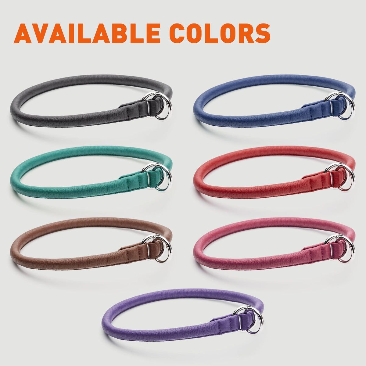 Dogline Soft Leather Round Slip Collar
