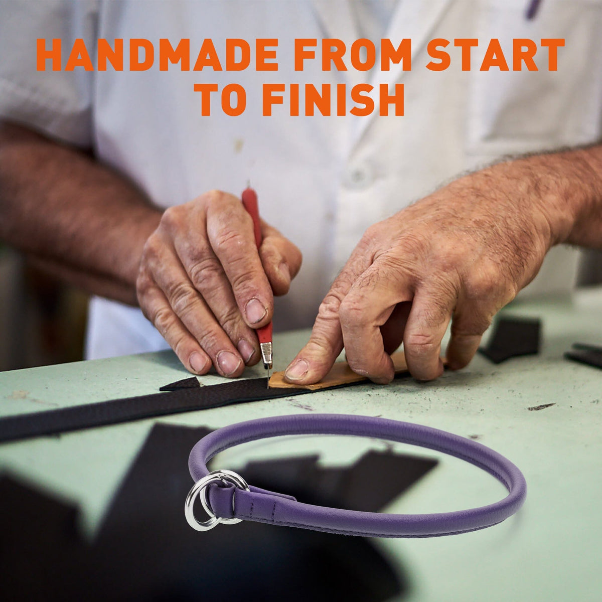 Dogline Soft Leather Round Slip Collar