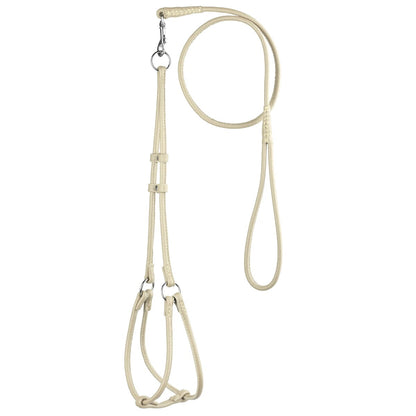 Dogline Soft Leather Round Step-In Harness + Round Lead