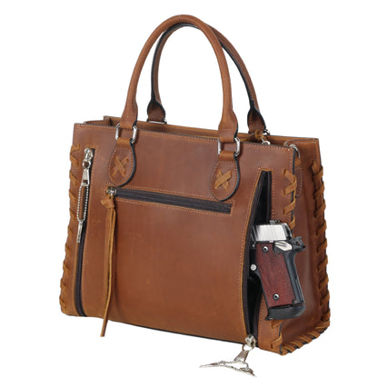 Concealed Carry Emma Leather Satchel by Lady Conceal