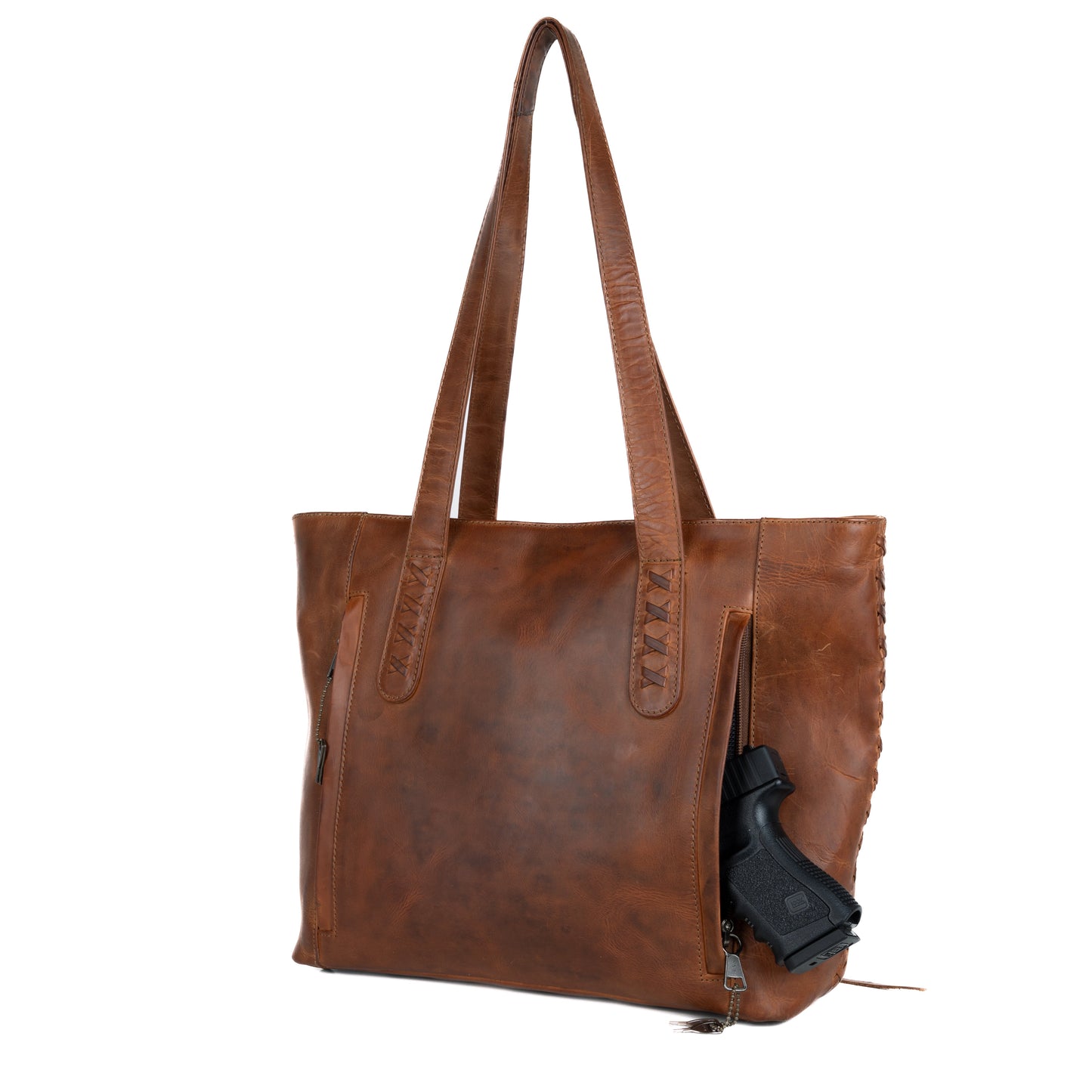 Concealed Carry Reagan Medium Leather Tote by Lady Conceal