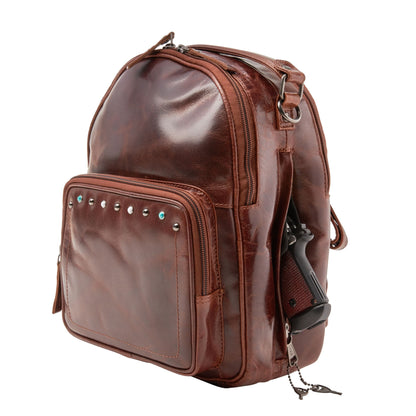 Concealed Carry Sawyer Leather Backpack by Lady Conceal