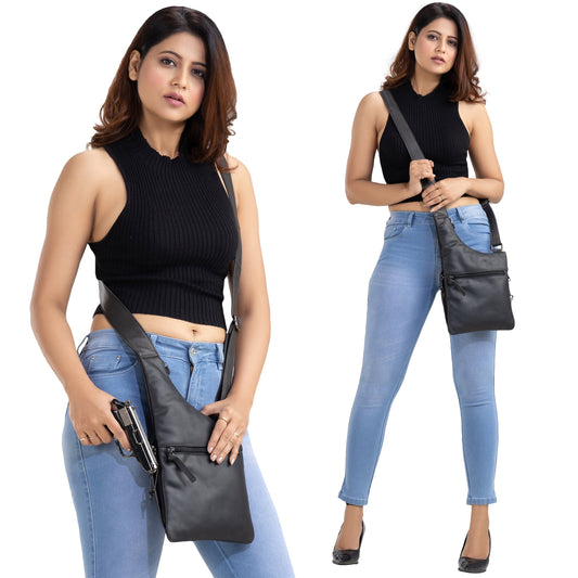 Concealed Carry Unisex Remi Leather Crossbody by Lady Conceal