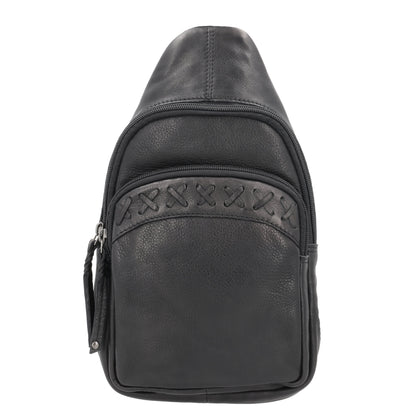 Concealed Carry Unisex Taylor Sling Leather Backpack by Lady Conceal