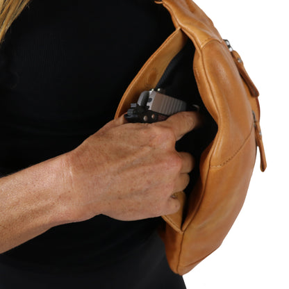 Concealed Carry Charlie Magnetic Leather Sling by Lady Conceal