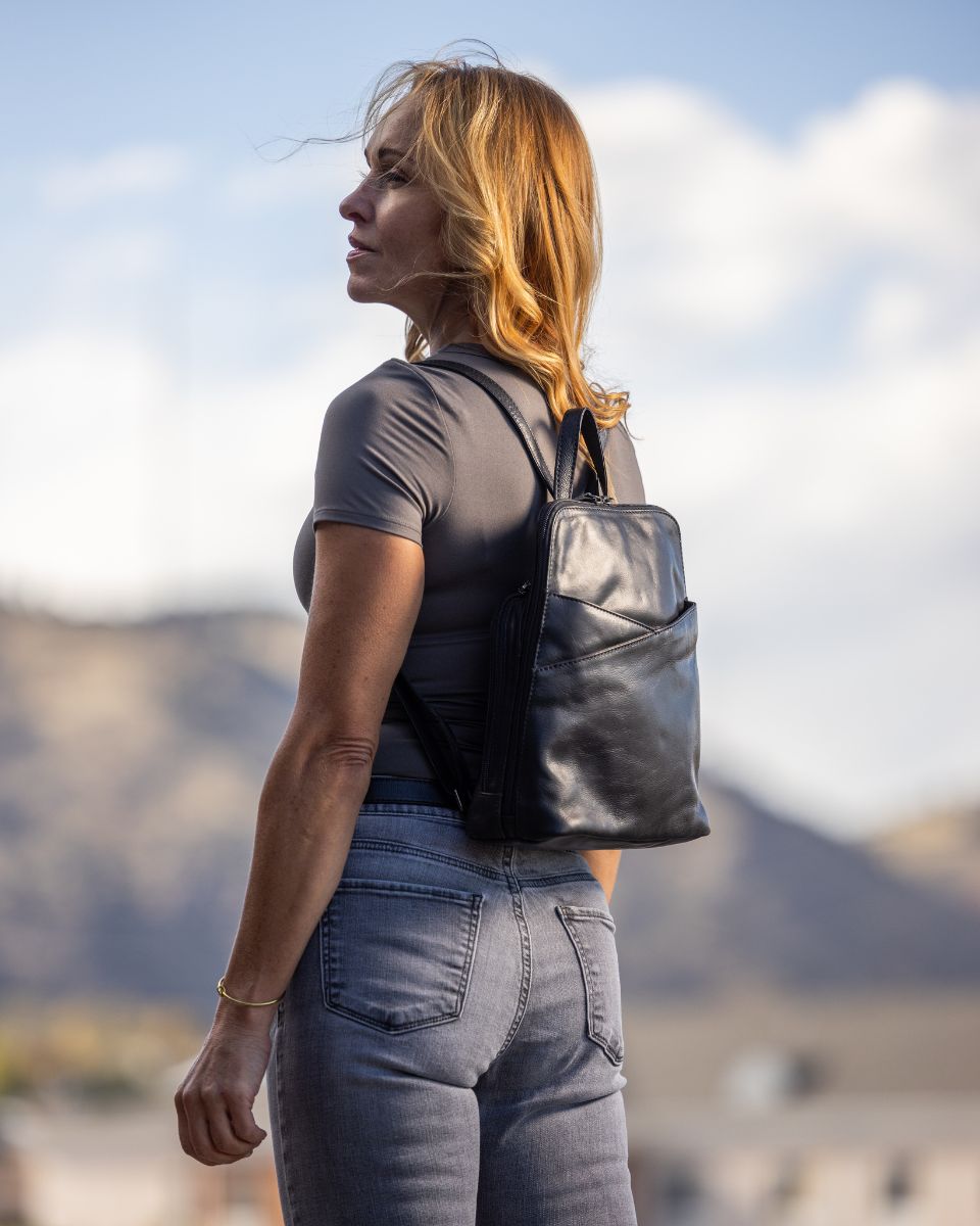Concealed Carry Jayden Leather Backpack by Lady Conceal