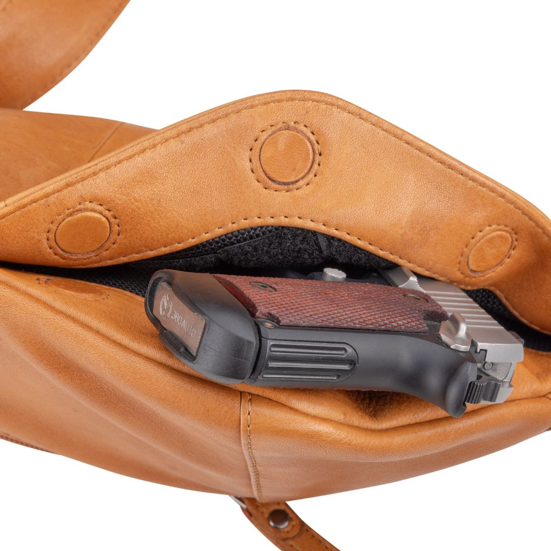 Concealed Carry Charlie Magnetic Leather Sling by Lady Conceal