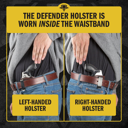 Relentless Tactical The Defender Leather IWB Holster - Fits Snub Nose Style Revolver - Lifetime Warranty - Made in USA