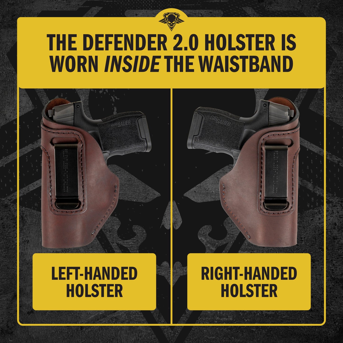 Relentless Tactical The Defender Leather IWB Holster | Fits Glock 42 | P365 | Hellcat | Lifetime Warranty | Made in USA