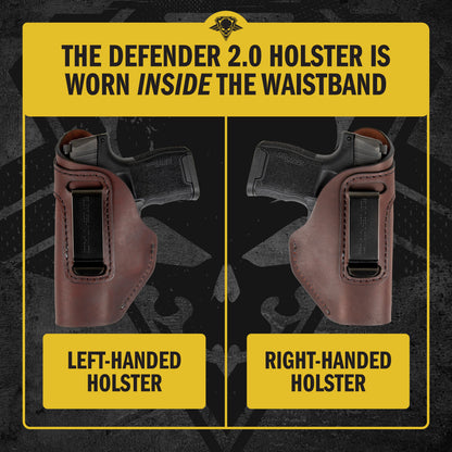 Relentless Tactical The Defender Leather IWB Holster | Fits Glock 42 | P365 | Hellcat | Lifetime Warranty | Made in USA