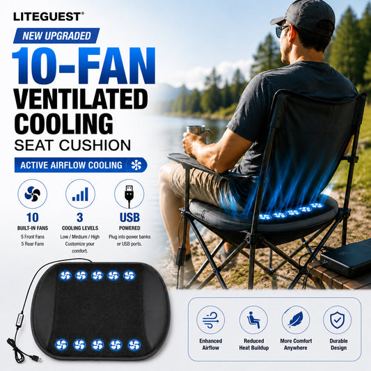 LITEGUEST Cooling Fan Seat Cushion Portable Air Circulation Pad Gear